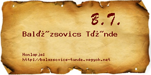 Balázsovics Tünde névjegykártya